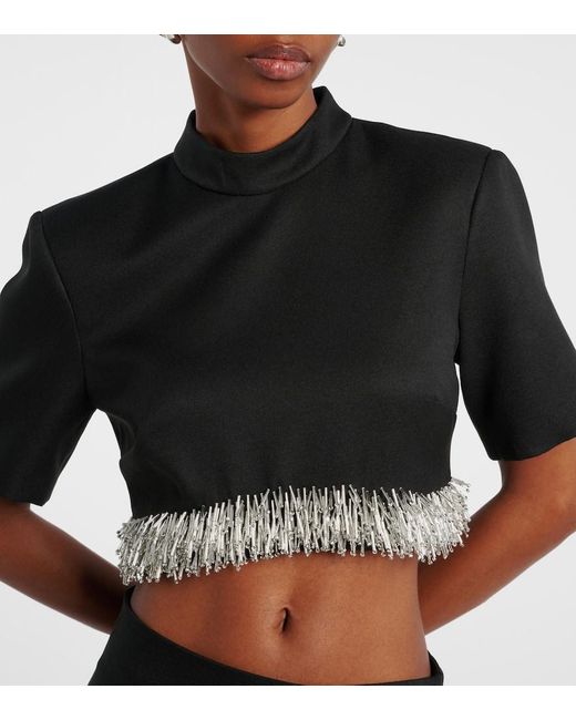 Jonathan Simkhai Black Verziertes Cropped-Top Jalen