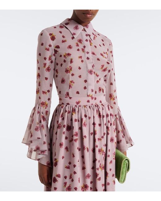 Markarian Pink Wilma Floral Chiffon Shirt