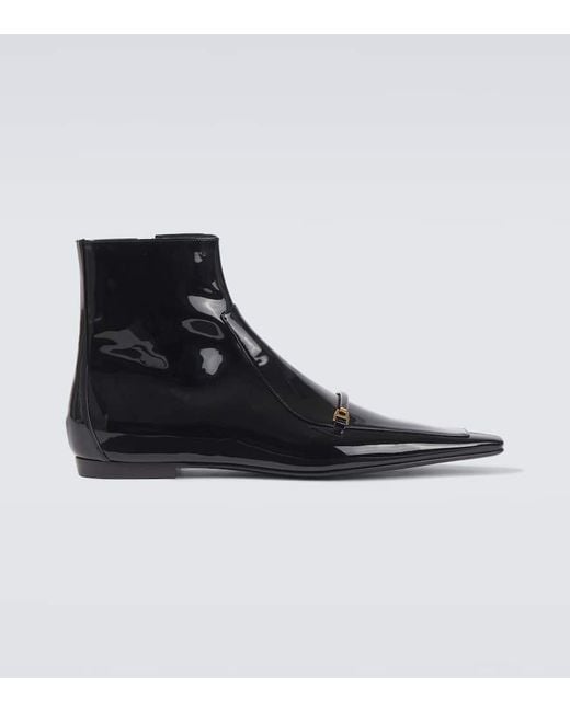 Saint Laurent Black Milton Patent Leather Boots for men