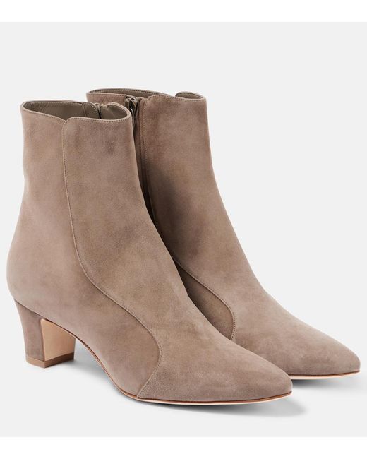 Manolo Blahnik Brown Ankle Boots Myconia 50 Aus Veloursleder