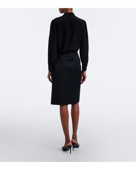 Gucci Black Gg Jacquard Pencil Skirt