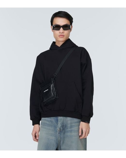 Balenciaga Black Explorer Leather Pouch With Strap for men