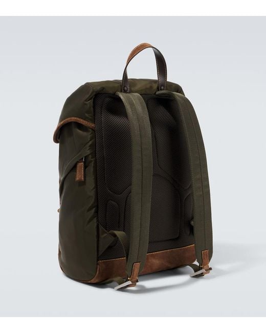 Prada Green Re-Nylon Suede-Trimmed Backpack for men