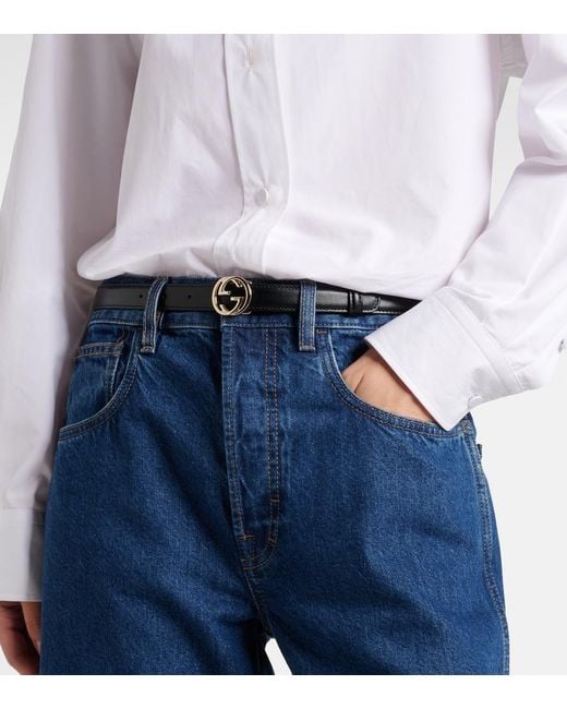 Gucci Black Interlocking G Leather Belt