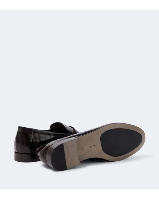 The Row Black Soft Eel Leather Loafers for men