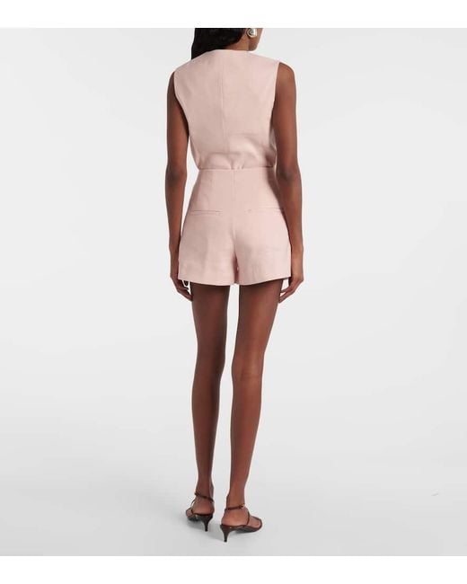 Veronica Beard Pink Jazmin High-Rise Linen-Blend Shorts