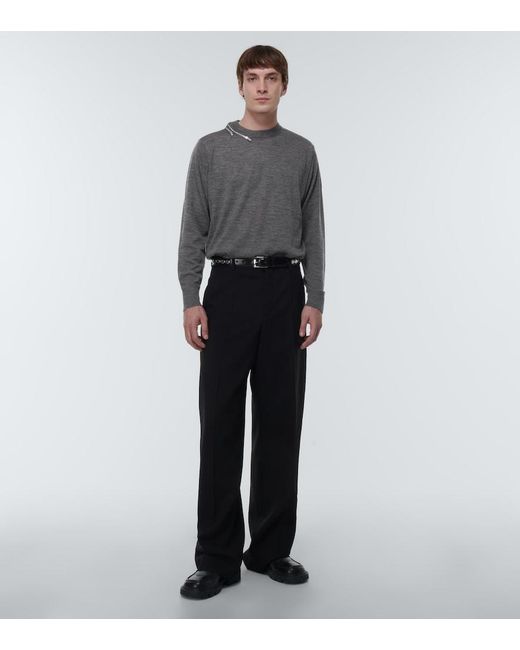 Undercover Gray Embellished Wool Sweater for men