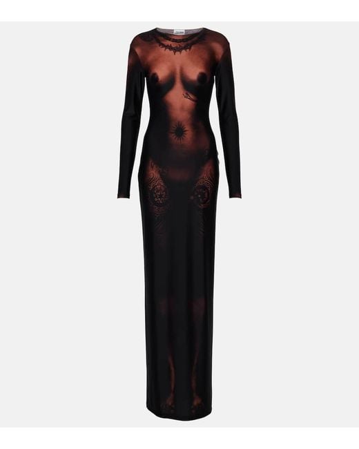 Vestido largo Tattoo Collection Jean Paul Gaultier de color Black