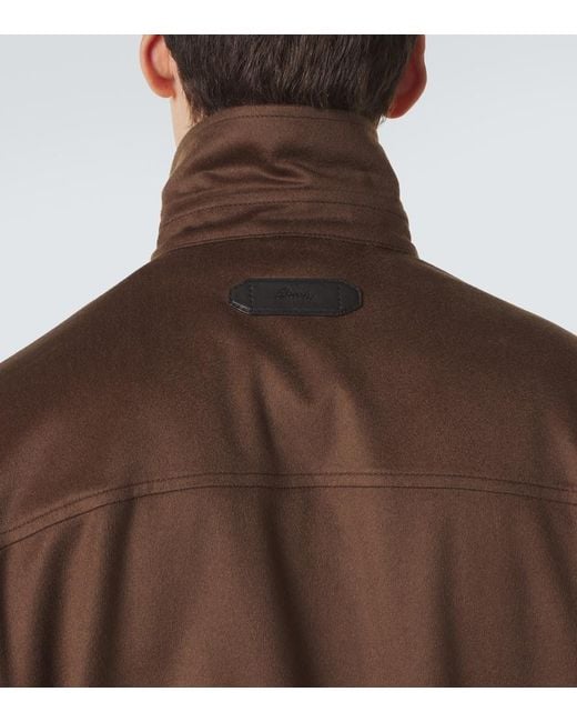 Brioni Brown Cashmere And Wool Blouson Jacket for men