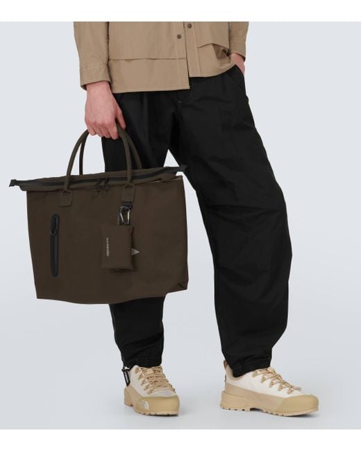 And Wander Green Pe/co Canvas Tote Bag for men