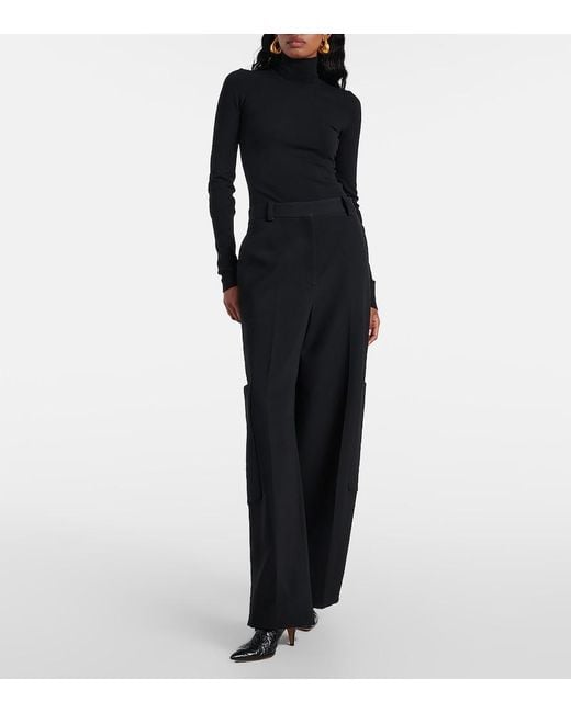 Khaite Black Thea Wool-Blend Bodysuit