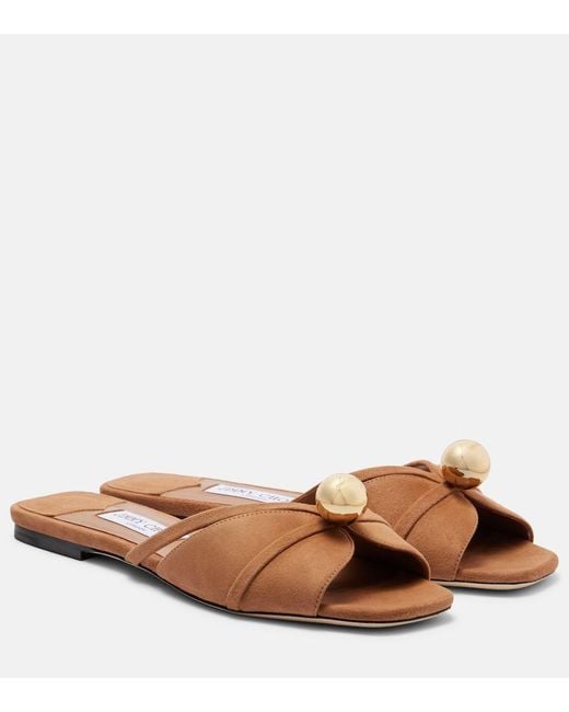 Jimmy Choo Brown Siva Suede Slides