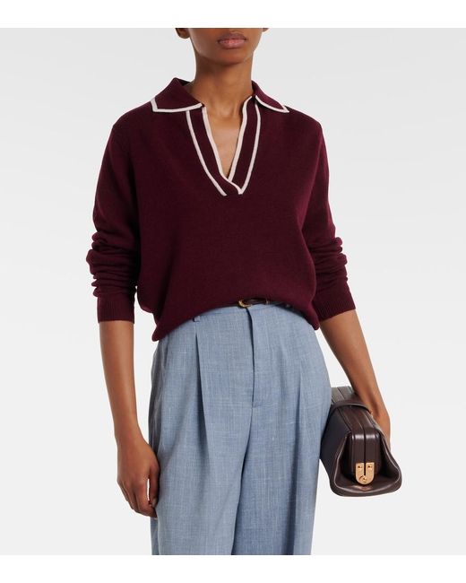 Jardin Des Orangers Red Wool And Cashmere Polo Sweater