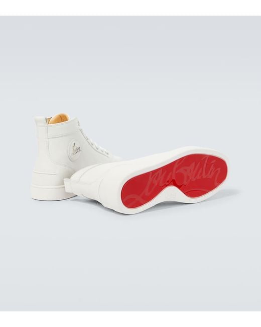 Christian Louboutin White Louis Leather High-Top Sneakers for men