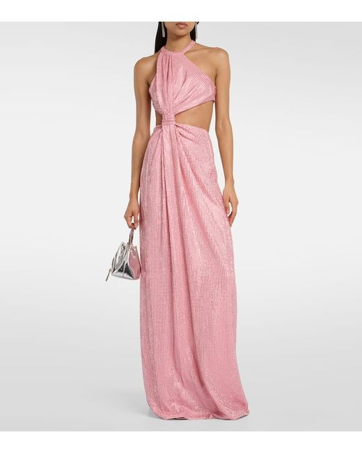 Area Pink Verzierte Robe Aus Jersey