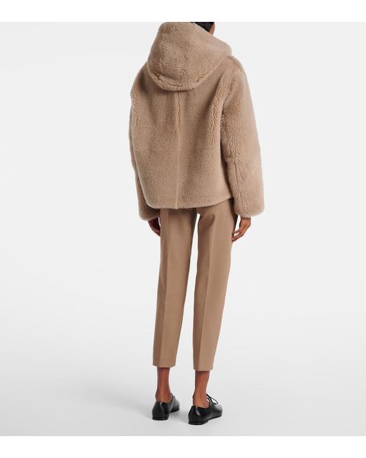 Max Mara Natural Sole Hooded Shearling Jacket