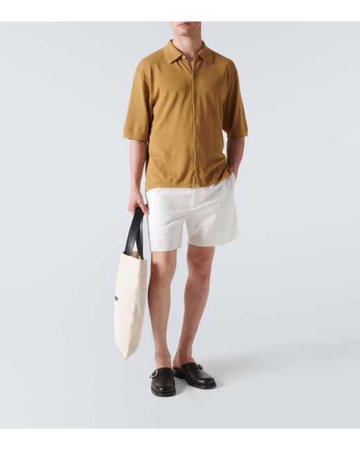 Auralee White Cotton Oxford Shorts for men