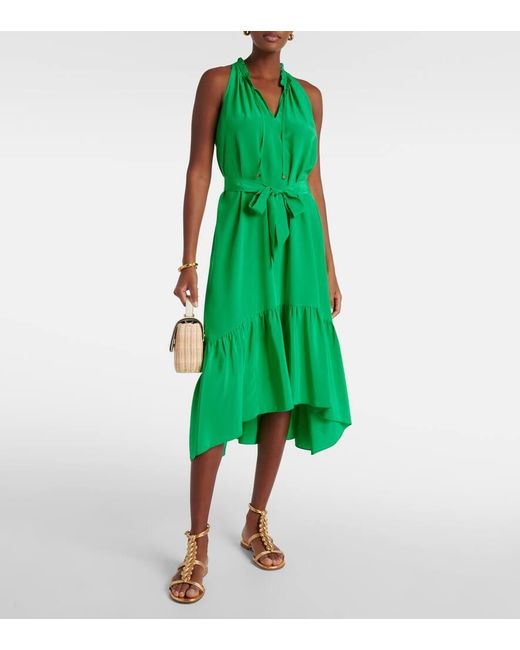 Vestido Midi Chamarel De Crepe De Seda Heidi Klein de color Green