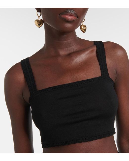Dolce & Gabbana Black Knitted Silk Crop Top
