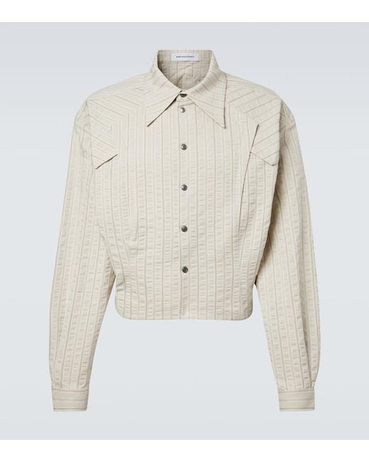 Kiko Kostadinov Kraner Striped Cropped Cotton Shirt in White for