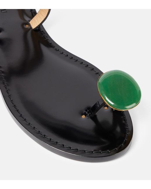 Amanu Black Kigali Embeliished Leather Sandals
