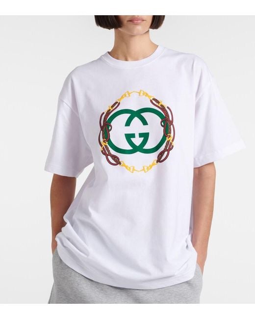 Gucci White Bridle Embroidery T-Shirt