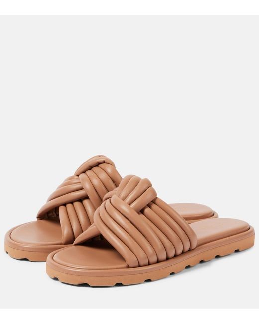 Gianvito Rossi Brown Ottavia Leather Slides