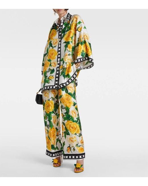Dolce & Gabbana Yellow Oversize-Hemd Aus Seide