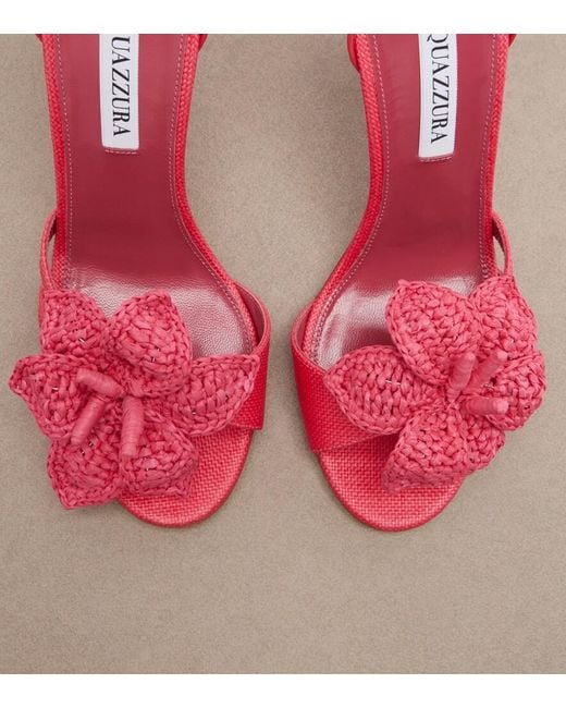 Aquazzura Red Calypso Raffia Sandals
