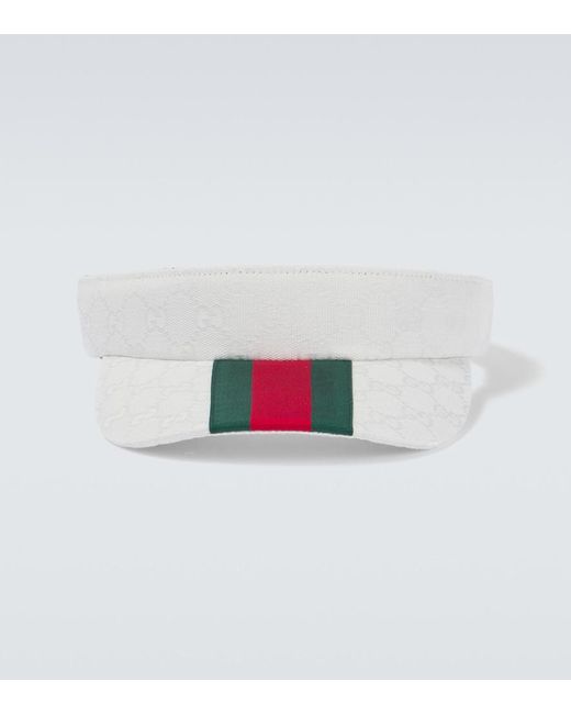 Gucci White Web Stripe Gg Canvas Visor for men