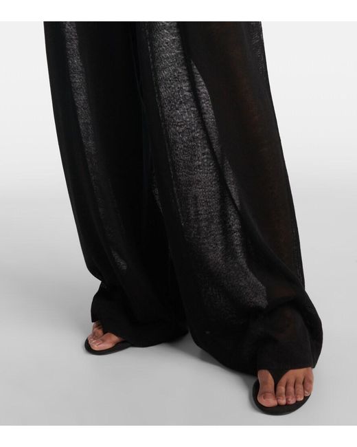 Alaïa Black Sheer Linen And Silk Wide-Leg Pants