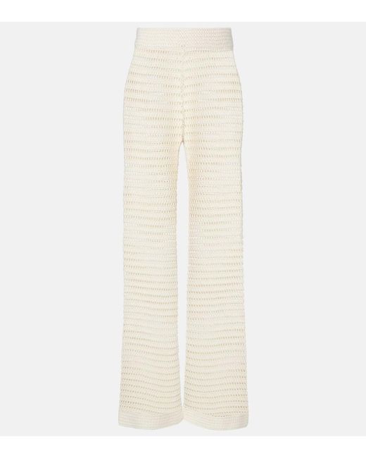 Leset White Mid-Rise-Hose Lucy Aus Haekelstrick