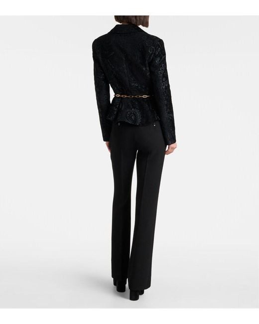 Etro Black High-Rise Wool Flared Pants