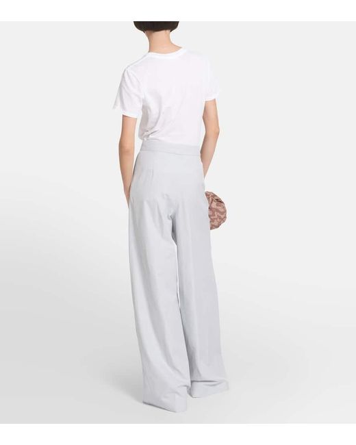 Pantalones anchos de gabardina de algodon Dries Van Noten de color White