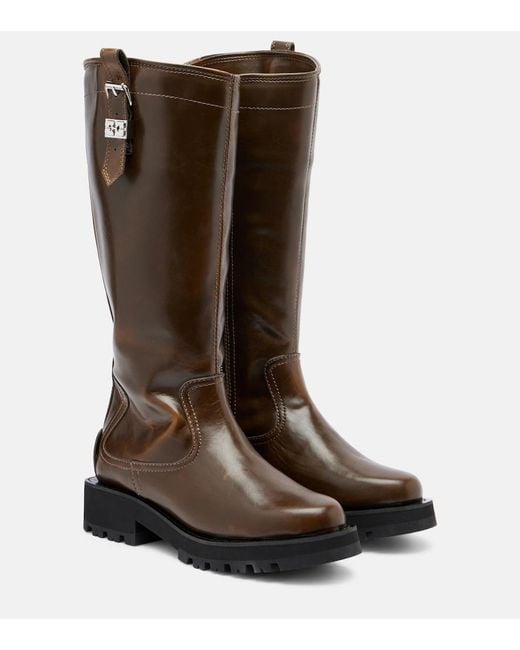 Ganni Brown Studs Knee-High Boots