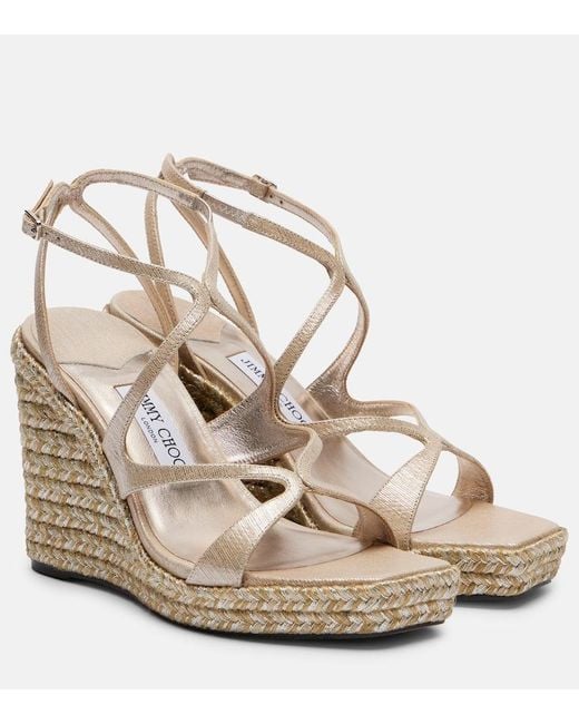 Jimmy Choo Ayla 110 Metallic Leather Wedges