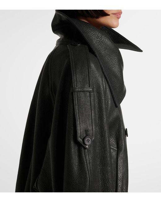 Acne Black Double-Breasted Leather Jacket