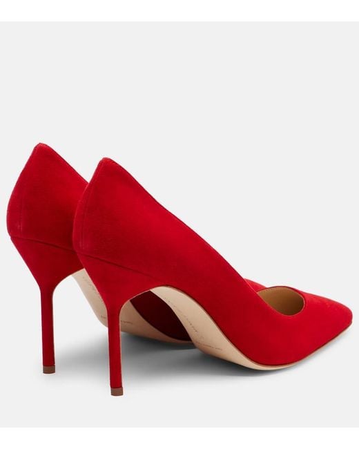 Manolo Blahnik Red Bb 90 Suede Pumps