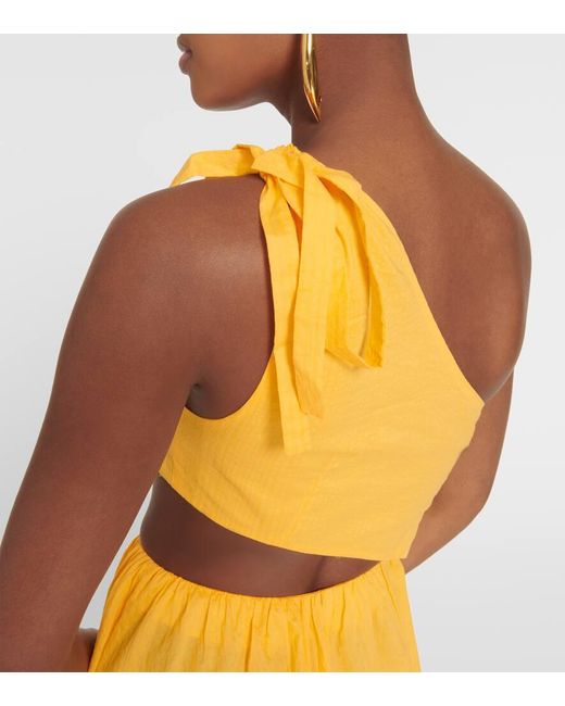 Marysia Swim Yellow Alberobello Cutout Cotton Midi Dress