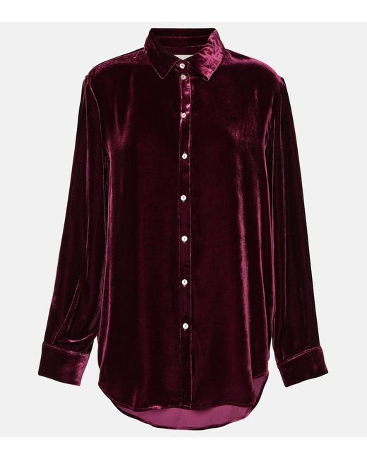 Blusa pigiama London in velluto di Asceno in Purple