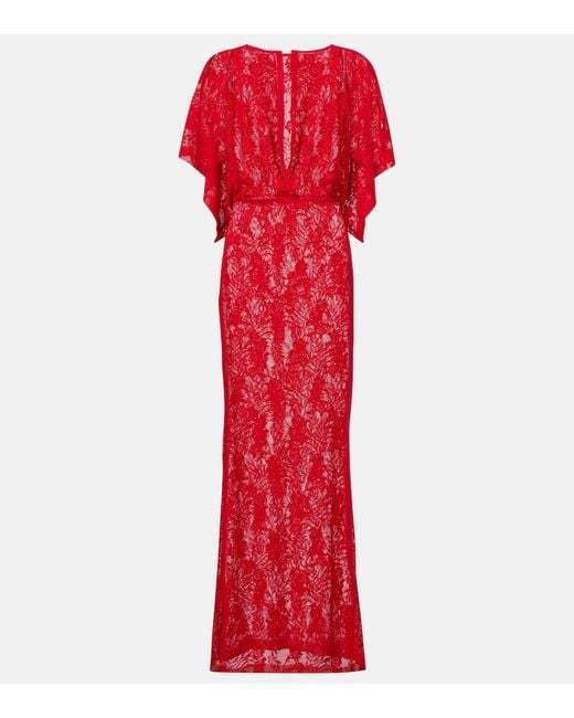 Norma Kamali Red Robe Obie Aus Spitze