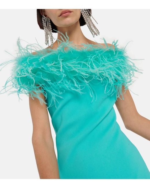 GIUSEPPE DI MORABITO Blue Feather-trimmed Minidress