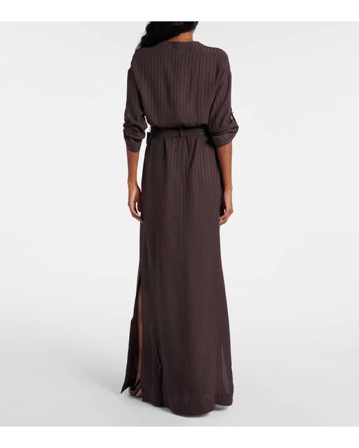 Tom Ford Brown Striped Belted Shirt Dress