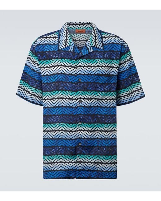 Missoni Blue Zigzag Bowling Shirt for men