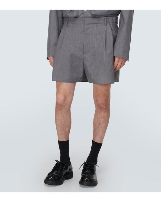 Shorts de lana y mohair de tiro alto Prada de hombre de color Gray