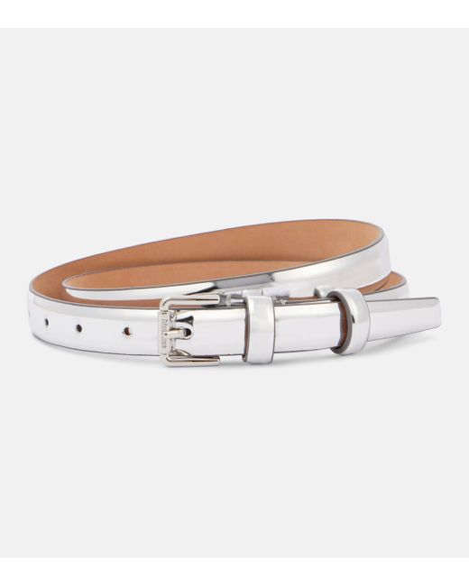 Max Mara White Metallic Leather Belt