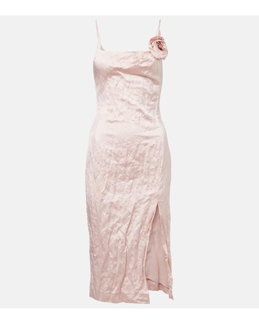 Abito Midi Con Applicazione Floreale di Blumarine in Pink