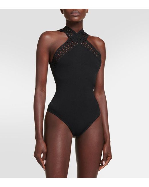Alaïa Black Noir Vienne Slim-Fit Knitted Bodysuit