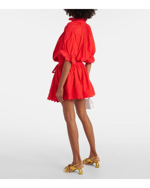 Juliet Dunn Red Hemdblusenkleid aus Baumwollpopeline