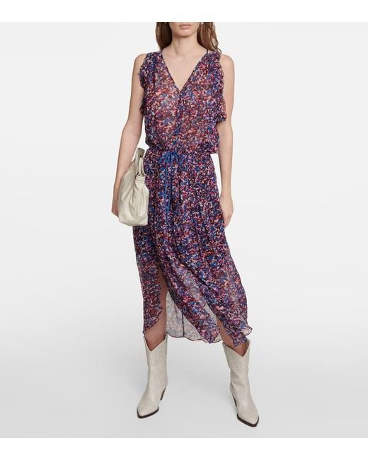 Isabel Marant Purple Fadelo Printed Chiffon Maxi Dress